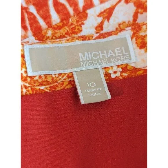 Michael Kors MIni Stretch Cotton Pencil Skirt Clementine Paisley - Picture 2 of 11